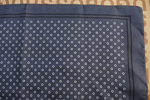 Pañuelo de bolsillo Hugo Boss de seda geométrica azul marino y negro elegante 3