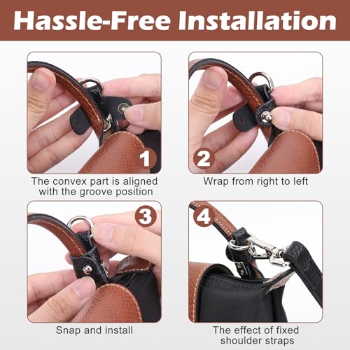 Image of dadop Strap Kit Compatible with Longchamp Mini Bags - Leather Adjustable Purse Straps for Women's Mini Shoulder Bag