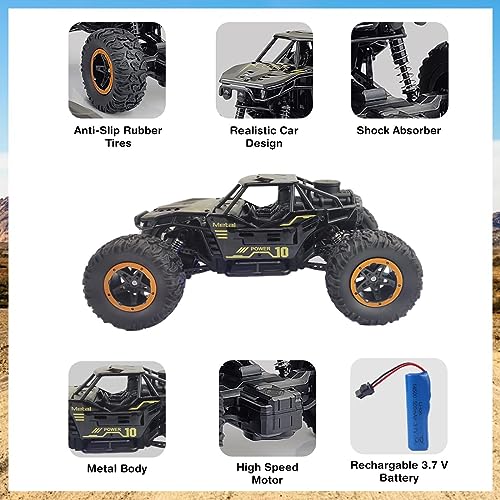 Image of Wembley Remote Control Big Size Rock Crawler Car for Kids - Off-Road RC Monster Truck with Water Mist Smoke Effect, 2WD High Speed, 45 Climbing Toy Car - Black