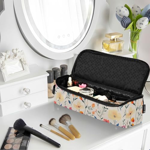 Bolsa de viaje pequeña para herramientas de cabello beige con almohadilla térmica resistente al calor removible y repelente al agua para plancha y accesorios de cuidado capilar miniatura 6