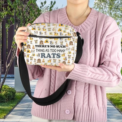 BDPWSS Rat Crossbody Bag Rats Lover Gifts Rat Owner Gift There Is No Such Thing As Too Many Rats Travel Pouch Vet Tech Gift 7
