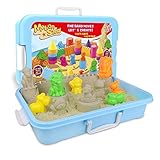Motion Sand Play Sand , 2.2LBS of Natural Sand and Motion Circus Playset with 16 Pcs Molds Kit, Non-Toxic Sand for Kids
