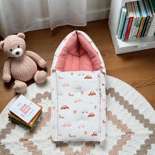 Image of NEW COMERS 3 in 1 Carry Nest Portable Cushion Bed with Waffle Texture Soft 100% Pure Muslin Padding Lightweight Travel Friendly Multi-Use Carry Wrap with Secure Support Design | Unisex Carry Bag Nest