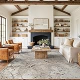 Rugshop Drifted Marble Abstract Area Rug Durable, Kid & Pet Friendly Gray, Ivory, Neutral Tones 7' 10' x 10' Ideal for Sectional Seating Areas, Bedrooms, or Large Dining Spaces