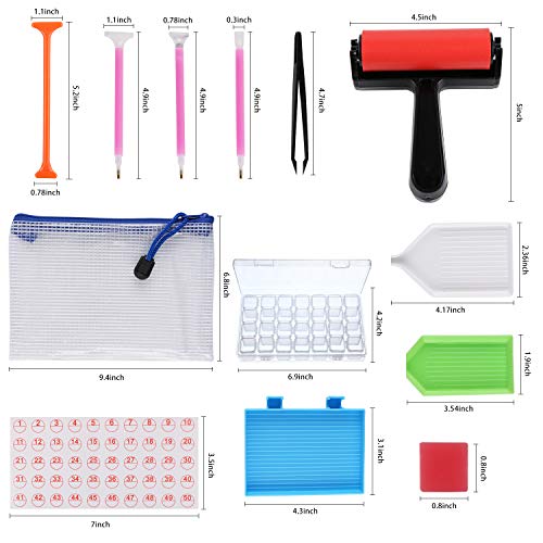 5D Diamond Painting Tools and Accessories Kits with Diamond Painting Roller,DIY Diamond Rhinestone Painting Kits for Adults and Children Embroidery Arts Craft Home Decor,22 Packs - Thumbnail 4