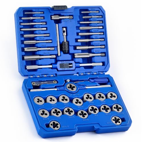 Orion Motor Tech Juego de Machos y Matrices de 40 Piezas, Tamaños Métricos | Kit de Herramientas para Mejorar el Hogar para Crear y Reparar Roscas | Juego de Herramientas Manuales con Llaves Métricas