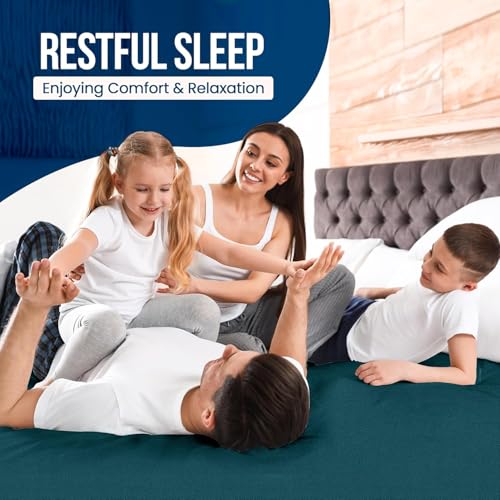 Image of 100% Waterproof Premium Cotton Feel Mattress Protector Double Bed Size, 72x72 Inches | Breathable and Hypoallergenic Ultra Soft Fitted Bed Protector Cover Fits Upto 10 Inches-(TealGreen)