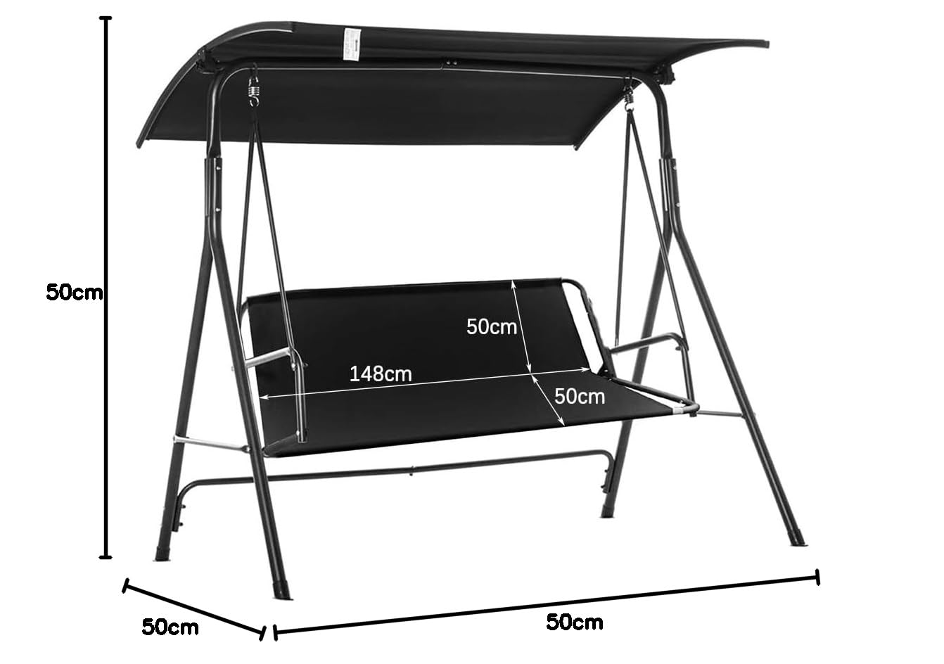 Housse de Protection pour balancelle de Jardin, 148 x 50 x 50 cm, Housse de Remplacement pour balancelle de terrasse, Tissu Oxford 600D, Protection pour balancelle de Jardin, Balcon