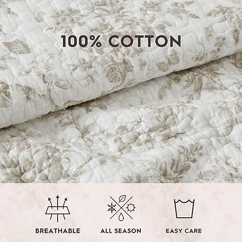 Laura Ashley - King Quilt Set, Reversible Floral Cotton Bedding with Matching Shams, Home Decor for All Seasons (Walled Garden Brown, King) - Image 6