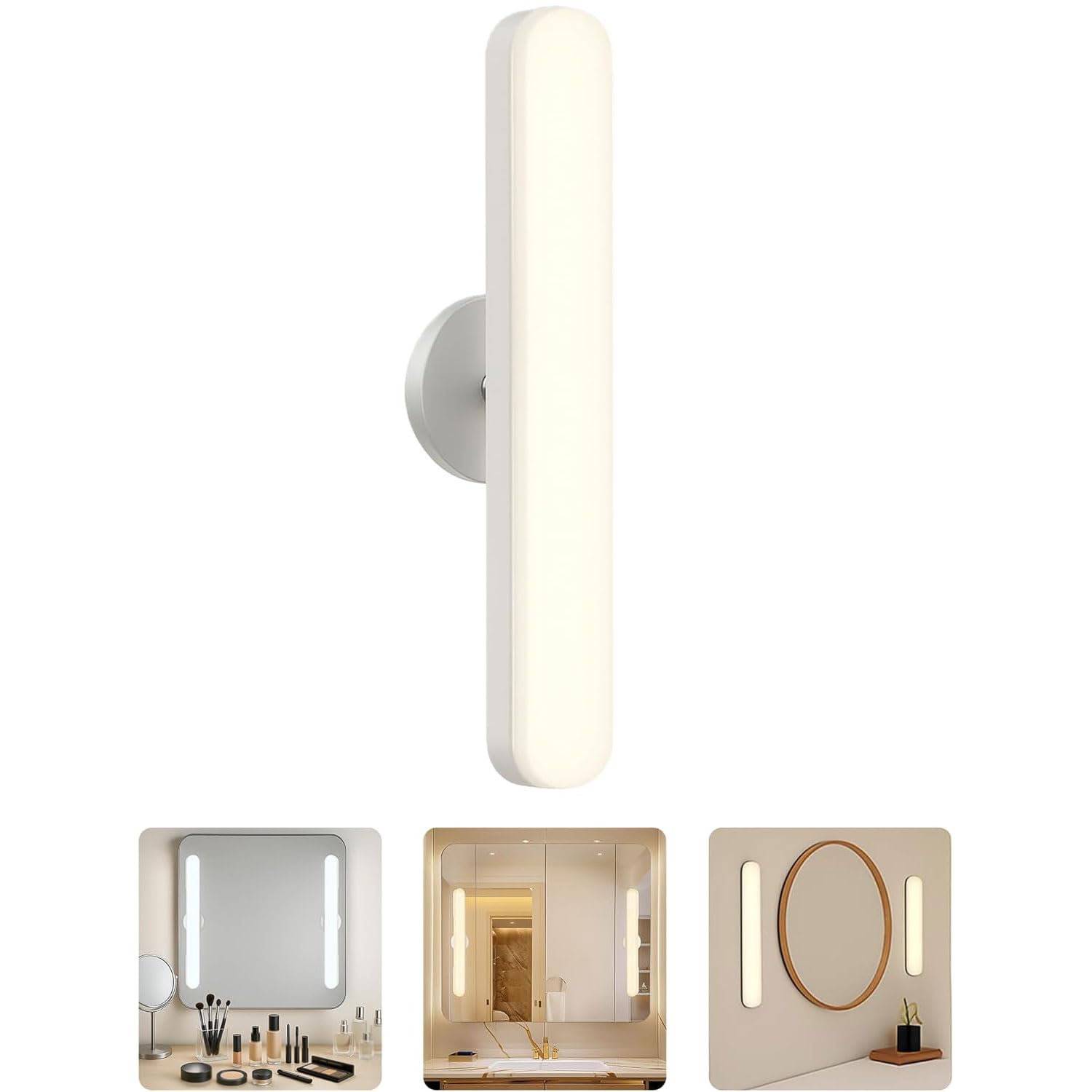 Luci per Specchio da Trucco con Ricaricabile Batteria Dimmerabile Luci Specchio Make Up con Ventosa Adesiva Illuminazione Senza Fili Lampada Specchio Telecomandata Magnetica Regolabile Applique