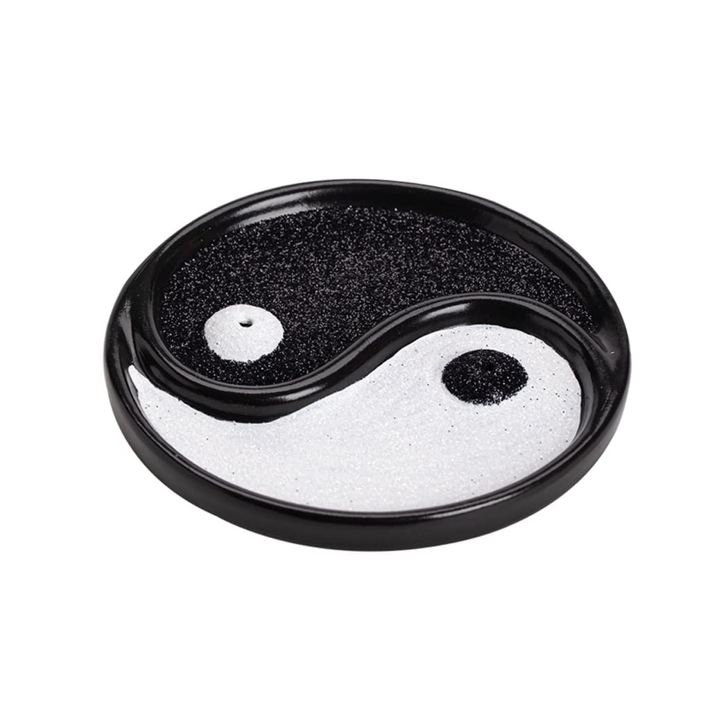 Räucherstäbchenhalter Weihrauchbrenner, Keramik -Weihrauchhalter, chinesischer Tai -Chi -Stil, einfacher und Backflow -Weihrauchplattenschale for Home Office Yoga Meditation Räucherstäbchen Halter