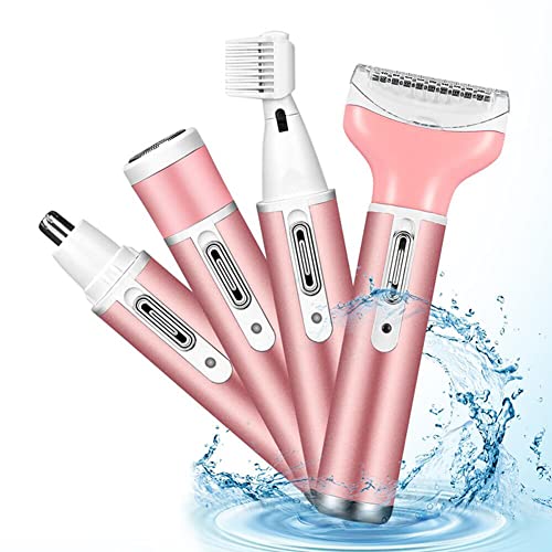 Vacto Electric Razor for Women, 4-in-1 Womenâ€™s Body Hair Removal, Pubic Shaver Bikini Trimmer for Eyebrow Face Body Underarm, Portable Ladies Shaver, Womenâ€™s Trimmer USB Rechargeable IPX7 Waterproof