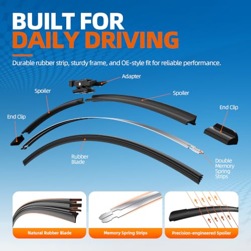 Image of 26 inch23 inch (Top Lock) Windshield Wiper Blades Automotive Replacement for Benz ML-Class 2012-2015 GLE-Class 2016-2017 GL-Class 2013-2016 OEM Quality Premium 2 Pack