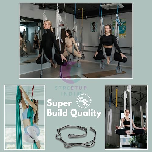 Image of Streetup India Nylon 6 Loop Strong Daisy Chain With Carabiner for Extension of Aerial Hammock, Yoga Swing| Climbing /Hanging Strap (Set of 2)