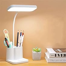 Mogadget Plastic Rechargeable Study Lamp,Study Lamp For Students,Table Lamp For Study Table, Touch Sensor Lamp With Usb Charging,Flexible Gooseneck, LED, White