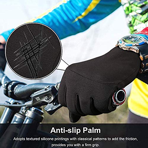 Aisprts Cycling Gloves, Full Finger Winter Thermal Touch Screen Warm Windproof Waterproof Gloves for Men and Women (Deep Black, L) - Thumbnail 3