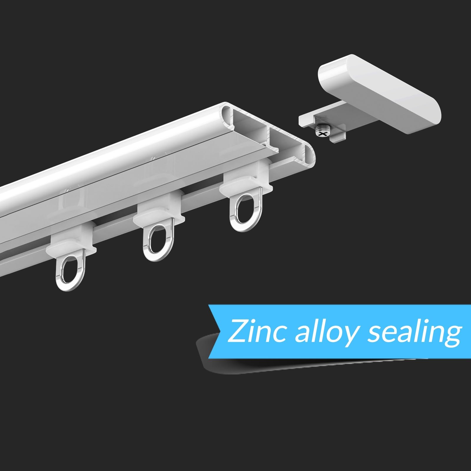 Aluminiowy sufit ain Track 300 cm (9,8 ft) - Wyciszony system przesuwny do salonu i sypialni - szyny gładkie - łatwe wkładanie mosiądzu h