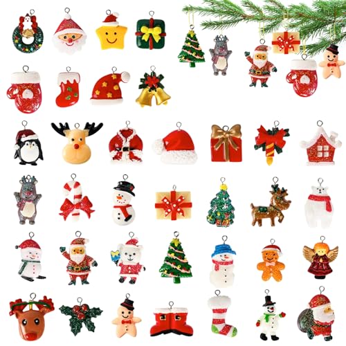 Mini Weihnachtsschmuck, 36 Stück Mini Weihnachten Anhänger, Miniatur...