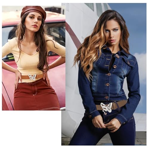 YARIEW 4 Pack Snake Belts for Women Leather Belts for Jeans Pants Ladies Dress Belt Waist Belt with Silver Buckle4