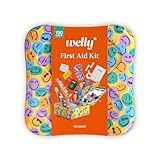 Welly First Aid Kit - Adhesive Flexible Fabric and Waterproof Bandages, Tape and Non-Stick Pads, Butterfly Strips, Single Use Ointments Triple Antibiotic and Hydrocortisone, and Ibuprofen - 130 Count