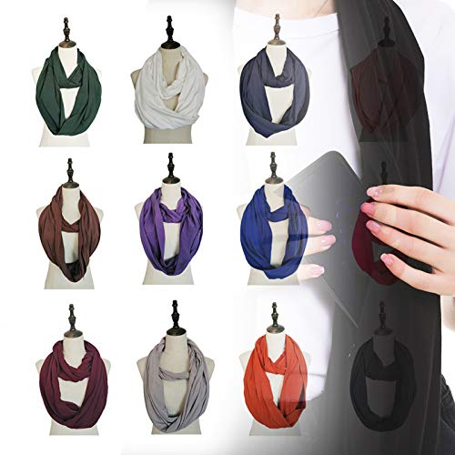 DECDEAL Lenço de bolso com zíper macio para mulheres moda outono inverno quente e sólido azul O ring