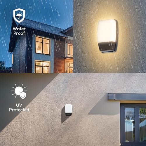 Image of INVENTAA EXLA 12W Outdoor Wall Lights 2 Pack | Outdoor Lights Waterproof Bulkhead Light for Wall Lights for Home | Durable Balcony Lights (White, Warm White)