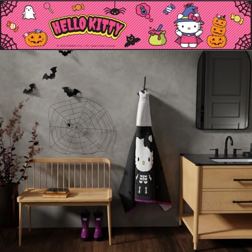 Image of Sanrio Hello Kitty Skeleton Halloween Kids Super Soft Bath /Pool /Beach Soft Cotton Terry Hooded Towel Wrap, 24 in x 50 in, (Officially Licensed Product) by Franco