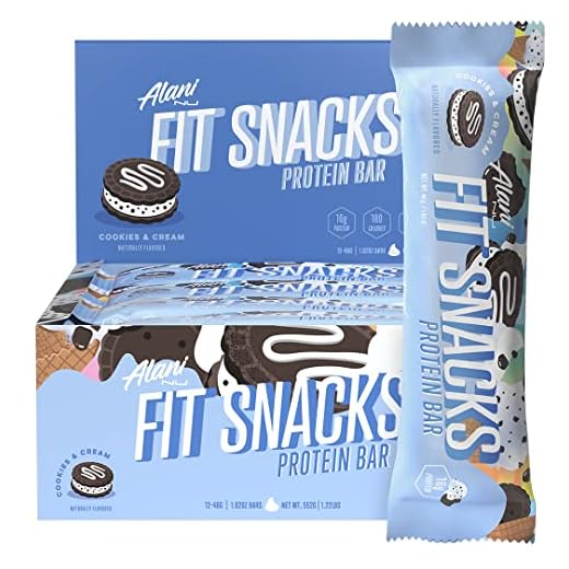 Alani Nu Fit Snack Protein Bar, Gluten-Free Bars, 16g Protein, Low-Sugar, Low-Carb, Gluten-Free, Cookies and Cream, 12 Servings