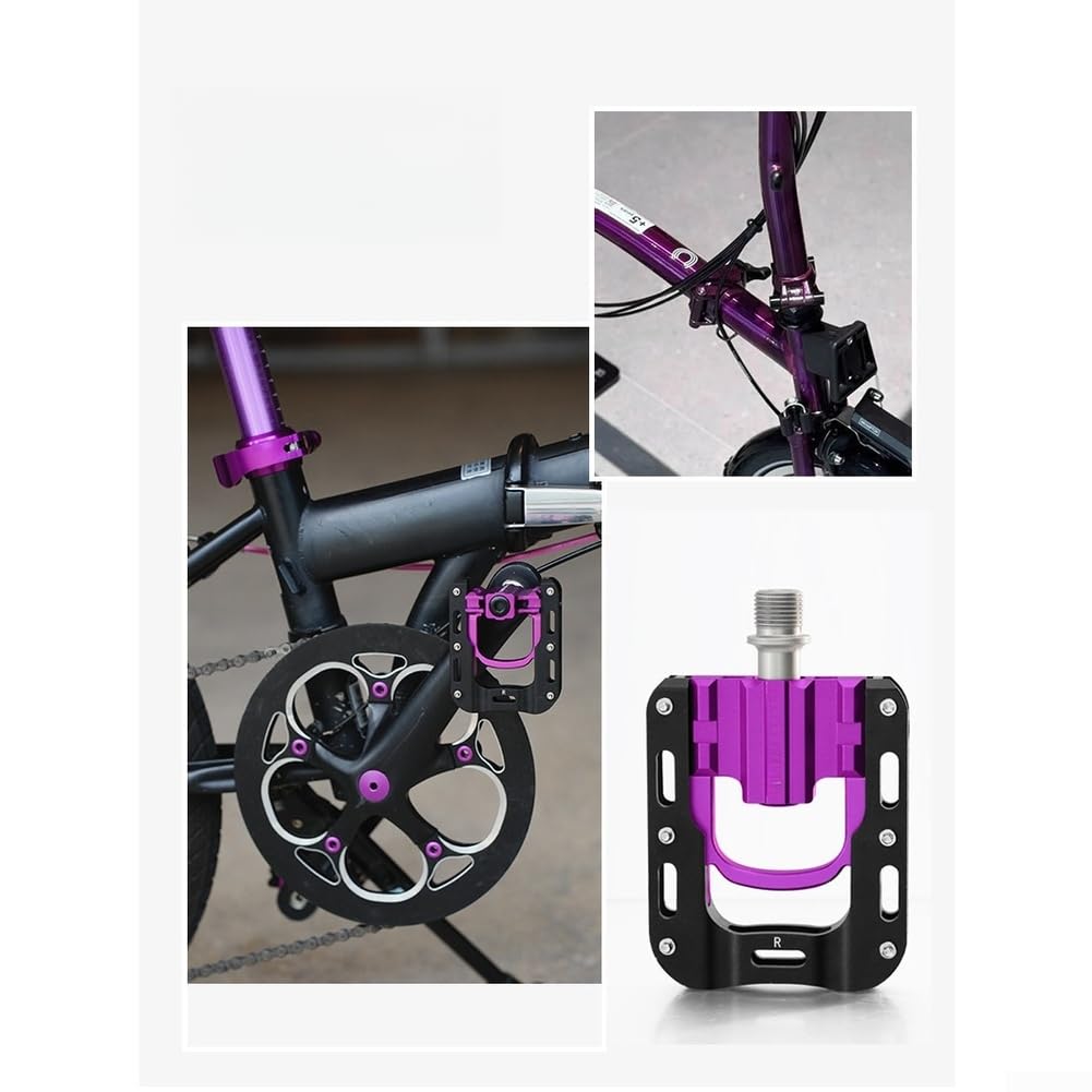 Honseadek Pedales de bicicleta plegables de 9/16 pulgadas, aleación de aluminio con rodamientos sellados, diseño de plegado rápido para bicicletas Brompton y plegables, antideslizantes para