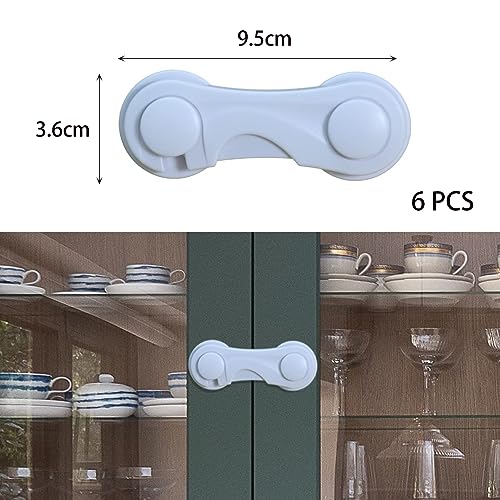 RYMAUP® 6er Pack Kindersicherheitsschrank Schubladen, Schrank- und Schubladensperren, Starkes Klebeband, Kein Bohren, Langlebig, Weiß, Ideal für Möbel, Küche, Schranktür