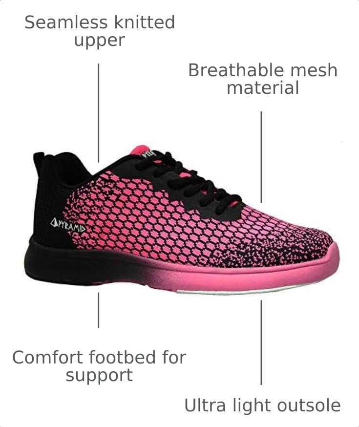 Image of Pyramid Women's Path Lite Seamless Mesh Bowling Shoes - Lightweight Seamless Design, Athletic Fit, Breathable Knit Upper, Universal Slide Soles