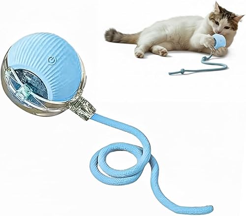 NatureTails Juguetes interactivos para gatos de interior, bola de gato ágil en movimiento de tercera generación con cola de malla elástica, juguetes
