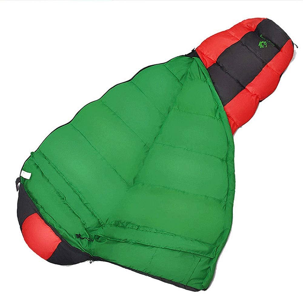 SXJHW寝袋赤灰色ミイラ春、夏、秋、冬いっぱい4穴コットン