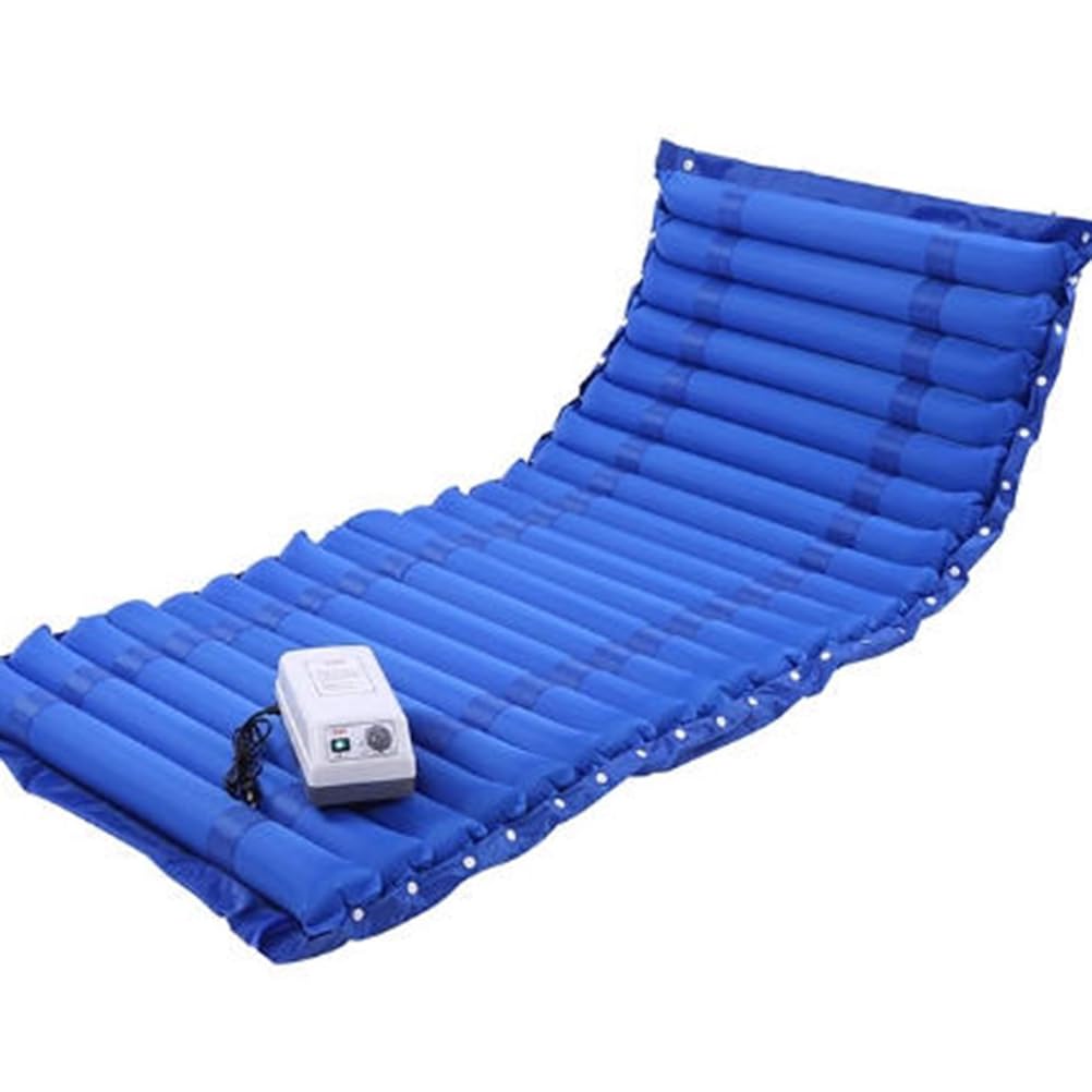 Colchón De Aire A Presión Alterna con Diseño Extendido Antideslizante,con Bomba Silenciosa,Colchón Antiescaras,Impermeable Y Fácil De Limpiar,Ideal para Hospitales,Hogares Y Camas Médicas,Azul,Normal