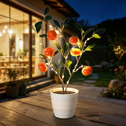 Image of LED Orange Tree Lamp, 20.4 inch Lighted Artificial Orange Plant with Warm Glow