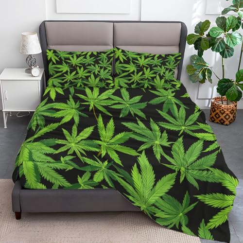 Watercolor Plant Printed Fitted Bed Sheet Set