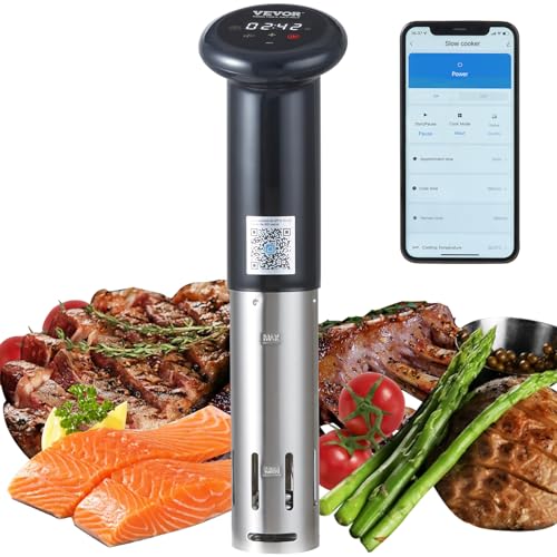 VEVOR Sous Vide Machine, Bluetooth Wi-Fi Connect App Control Sous Vide Cooker, 1200W Immersion Circulator, IPX7 Waterproof, with Digital Display Control, 86-203℉ Temperature and Timer, Fast Heating VEVOR Sous Vide Machine, Bluetooth Wi-Fi Connect App Control Sous Vide Cooker, 1200W Immersion Circulator, IPX7 Waterproof, with Digital Display Control, 86-203℉ Temperature and Timer, Fast Heating