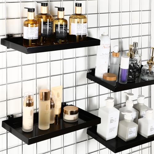 Coume SR-COUME-2742 4 Pcs Grid Panel Display Shelf 11.8 X 7.87 Inch Metal Display Rack Gridwall Shelving Wall Organizer Grid Wall Panels Hanger Grid Wall Accessory thumb #1