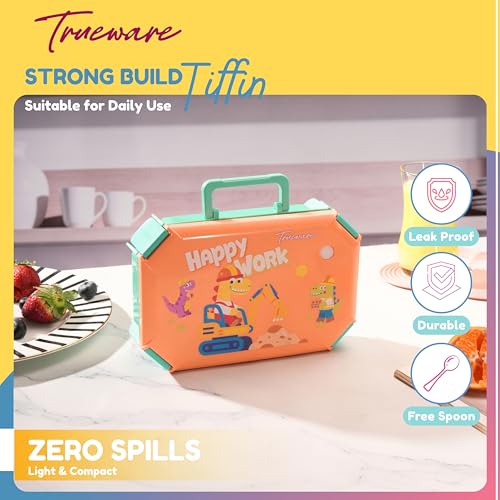 Image of Trueware Blossom 2 304 Stainless Steel PU Insulated Lunch Box with Two Compartment BPA Free, Food Grade Ideal for School, Picnic, Office & Outdoor - 580ml