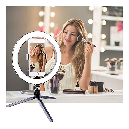 Kosmetikspiegel Fotografie Make-up Lampen-Spiegel-LED Selfie Licht 260MM Dimmbare Make Up-Kamera-Telefon-Lampe mit Tischstative Telefon Halter