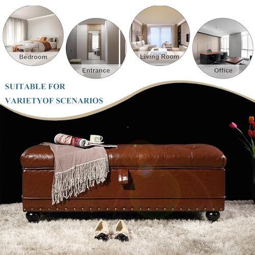 Pouf haut de gamme en similicuir avec compartiment caché et finitions de luxe - 3