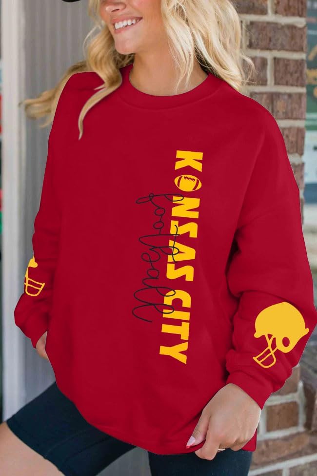 HEBBE Football Sweatshirts For Women Game Day Football Sweatshirt Touchdown Shirt Casual Crewneck Pullover Top - Image 2