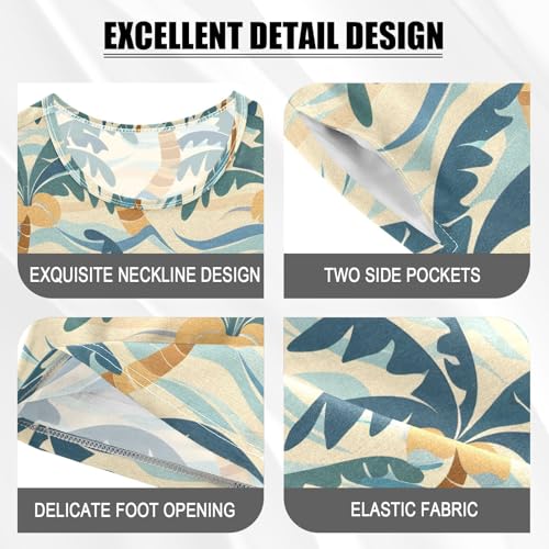 ALAZA Palm Tree Wave Tropical Pajamas Short Sleeve 2 Piece Sleepwear Top and Bottom Pajama Set Unisex4