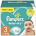Pampers Couches Taille 3 (6-10 kg), Baby-Dry, 198 Couches Bébé, Pack 1 Mois, Jusqu'à 12h Bien Au Sec et Avec Double-Barrière Anti-Fuites