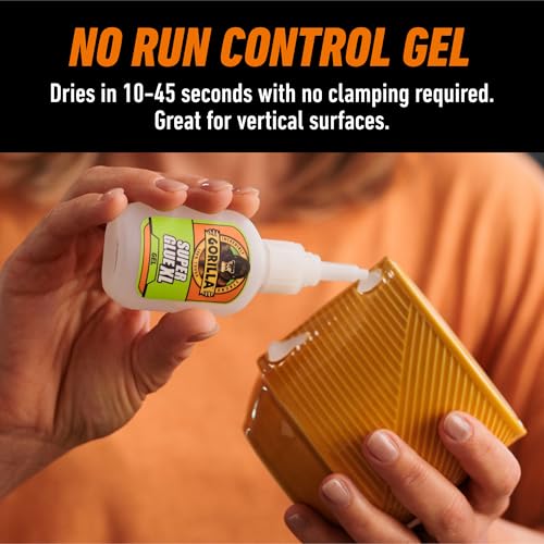 gorilla super glue gel xl clear glue 25 gram pack of 1 - all purpose and fast setting for projects and repairs