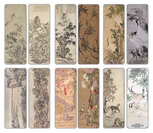 Creanoso Classic China Classical Arts Paintings Bookmarks (60-Pack) - Inspirational Chinese Art Impressions Bookmarker Card Set - Great Stocking Stuffers for Men, Women, Teens, Artists