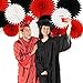 Graduation Decorations Black Red 2026/White Red Black Graduation Party Decorations/Mickey Mouse Party Supplies Tissue Paper Fans for Minnie Mouse Birthday Decorations