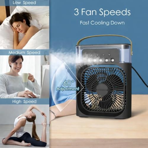 Image of Mini Cooler for Room Cooling AC Portable Mini Fan Arctic Cooler with 7 Colors LED Light, 1 /2 /3 H Timer, 3 Wind Speeds and 3 Spray Modes for Office, Home, Dorm, Travel