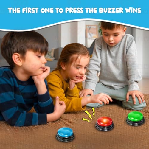 Image of Wembley Buzzer for Games Project Quiz with Siren Sound & Lights Battery Operated Portable Compact Non-Toxic Safe Answer Buzzer for Kids Adults Teacher - Pack of 1