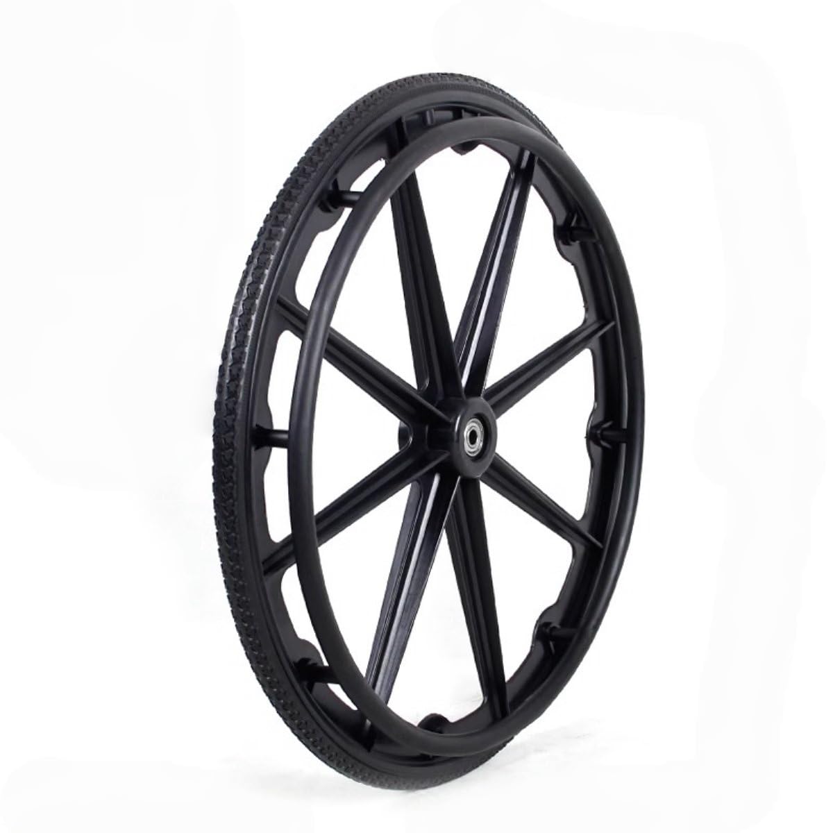 Kfmon Black-Nylon Solid Tire - With Handrim 2-Pack 22/24 Inch Wheelchair Rear Wheels, Aluminum Hub Wheels With Bearings And Quick Release Axles, Pneumatic Tires For Manual Wheelchair Replacement And Mobility Aid Assembly